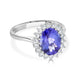2.69 ct AAAA Oval Tanzanite Ring with 0.37 cttw Diamond in 18K White Gold