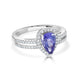 1.46 ct AAAA Pear Tanzanite Ring with 0.37 cttw Diamond in 14K White Gold
