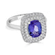 1.82 ct AAAA Cushion Tanzanite Ring with 0.51 cttw Diamond in 14K White Gold