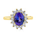 2.05 ct AAAA Oval Tanzanite Ring with 0.52 cttw Diamond in 14K Yellow Gold