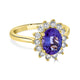 2.05 ct AAAA Oval Tanzanite Ring with 0.52 cttw Diamond in 14K Yellow Gold