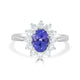 1.39 ct AAAA Oval Tanzanite Ring with 0.64 cttw Diamond in 14K White Gold