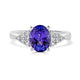 2.02 ct AAAA Oval Tanzanite Ring with 0.22 cttw Diamond in 14K White Gold