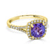 2.08 ct AAAA Cushion Tanzanite Ring with 0.33 cttw Diamond in 14K Yellow Gold