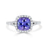 2.24 ct AAAA Cushion Tanzanite Ring with 0.32 cttw Diamond in 14K White Gold