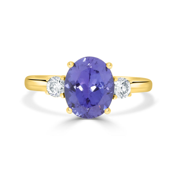 2.72 ct AAAA Oval Tanzanite Ring with 0.31 cttw Diamond in 14K YG