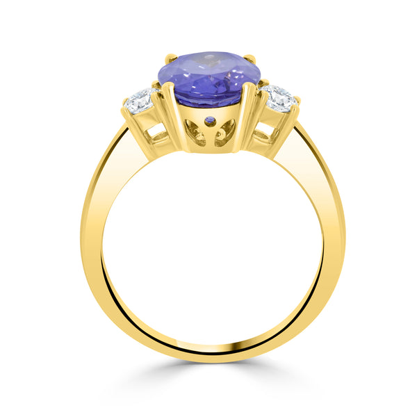 2.72 ct AAAA Oval Tanzanite Ring with 0.31 cttw Diamond in 14K YG