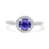 0.85 ct AAAA Round Tanzanite Ring with 0.47 cttw Diamond in 14K White Gold