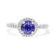 0.85 ct AAAA Round Tanzanite Ring with 0.47 cttw Diamond in 14K White Gold
