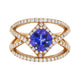 1.29 ct AAAA Cushion Tanzanite Ring with 0.75 cttw Diamond in 14K Rose Gold