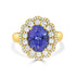3.53 ct AAAA Oval Tanzanite Ring with 0.76 cttw Diamond in 14K Yellow Gold