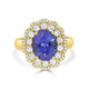 3.53 ct AAAA Oval Tanzanite Ring with 0.76 cttw Diamond in 14K Yellow Gold