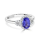 1.31 ct AAAA Oval Tanzanite Ring with 0.22 cttw Diamond in 14K White Gold