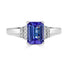 1.70 ct AAAA Emerald Cut Tanzanite Ring with 0.08 cttw Diamond in 14K White Gold