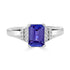 1.52 ct AAAA Emerald Cut Tanzanite Ring with 0.08 cttw Diamond in 14K White Gold
