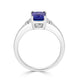 1.52 ct AAAA Emerald Cut Tanzanite Ring with 0.08 cttw Diamond in 14K White Gold