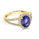 1.99 ct AAAA Oval Tanzanite Ring with 0.52 cttw Diamond in 14K YG