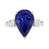 7.15 ct AAAA Pear Tanzanite Ring with 0.32 cttw Diamond in 14K White Gold