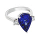 7.15 ct AAAA Pear Tanzanite Ring with 0.32 cttw Diamond in 14K White Gold