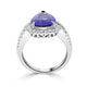 3.92 ct AAAA  Pear Tanzanite Ring with 0.49 cttw Diamond in 14K White Gold