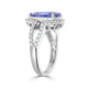 3.92 ct AAAA  Pear Tanzanite Ring with 0.49 cttw Diamond in 14K White Gold