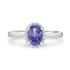 1.11 ct AAAA Oval Tanzanite Ring with 0.09 cttw Diamond in 14K WG