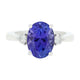 3.44 ct AAAA Oval Tanzanite Ring with 0.17 cttw Diamond in 14K White Gold