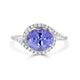 2.56 ct AAAA Oval Tanzanite Ring with 0.26 cttw Diamond in 14K White Gold