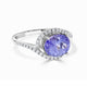 2.56 ct AAAA Oval Tanzanite Ring with 0.26 cttw Diamond in 14K White Gold