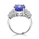 5.63 ct AAAA Oval Tanzanite Ring with 0.23 cttw Diamond in 14K White Gold