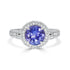 2.11 ct AAAA Round Tanzanite Ring with 0.7 cttw Diamond in 14K White Gold
