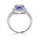 2.11 ct AAAA Round Tanzanite Ring with 0.7 cttw Diamond in 14K White Gold