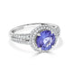 2.11 ct AAAA Round Tanzanite Ring with 0.7 cttw Diamond in 14K White Gold