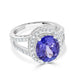 5.33 ct AAAA Oval Tanzanite Ring with 0.64 cttw Diamond in 14K White Gold