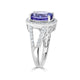 5.33 ct AAAA Oval Tanzanite Ring with 0.64 cttw Diamond in 14K White Gold