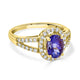 1.43 ct AAAA Oval Tanzanite Ring with 0.39 cttw Diamond in 14K Yellow Gold