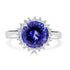 5.18 ct AAAA Round Tanzanite Ring with 0.36 cttw Diamond in 18K White Gold