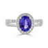 1.04 ct AAAA Oval Tanzanite Ring with 0.47 cttw Diamond in 14K White Gold