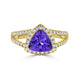 1.92 ct AAAA Trillion Tanzanite Ring with 0.48 cttw Diamond in 14K Yellow Gold