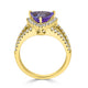 1.92 ct AAAA Trillion Tanzanite Ring with 0.48 cttw Diamond in 14K Yellow Gold