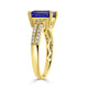 2.30 ct AAAA Emerald Cut Tanzanite Ring with 0.24 cttw Diamond in 14K Yellow Gold