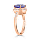 2.65ct AAAA Trillion Tanzanite Ring with 0.36 cttw Diamond in 14K Rose Gold