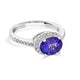 2.32 ct AAAA Oval Tanzanite Ring with 0.31 cttw Diamond in 14K White Gold