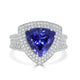 5.19 ct AAAA Trillion Tanzanite Ring with 1.57 cttw Diamond in 14K White Gold