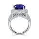 5.19 ct AAAA Trillion Tanzanite Ring with 1.57 cttw Diamond in 14K White Gold