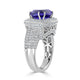 5.19 ct AAAA Trillion Tanzanite Ring with 1.57 cttw Diamond in 14K White Gold