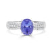 1.86 ct AAAA Oval Tanzanite Ring with 0.22 cttw Diamond in 14K White Gold
