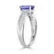 1.86 ct AAAA Oval Tanzanite Ring with 0.22 cttw Diamond in 14K White Gold