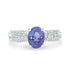 1.70 ct AAAA Oval Tanzanite Ring with 0.23 cttw Diamond in 14K White Gold