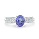 1.70 ct AAAA Oval Tanzanite Ring with 0.23 cttw Diamond in 14K White Gold